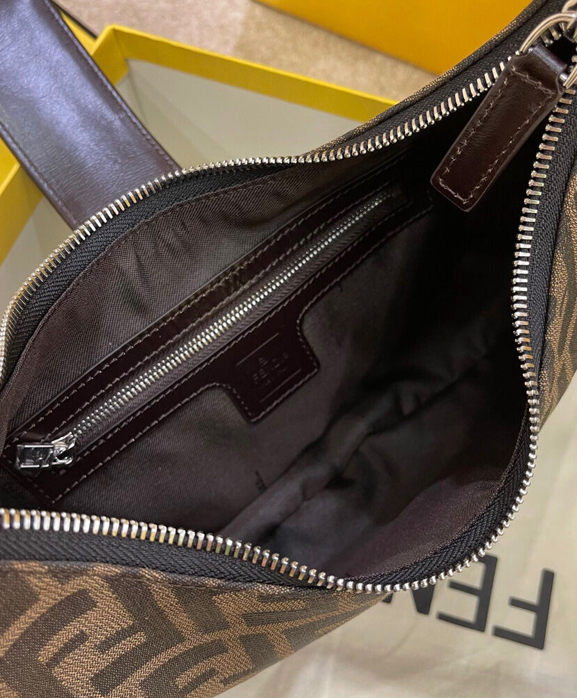 Fendi Small Croissant With FF Print Handbag XN90303 Coffee